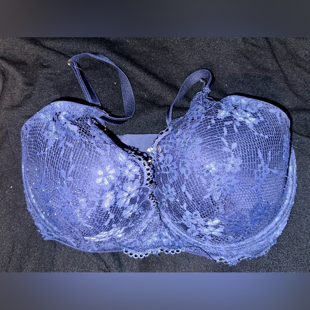 Victoria's Secret Plunge Midnight Blue Lace Bra